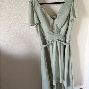 Elegant Sage Green Chiffon Dress